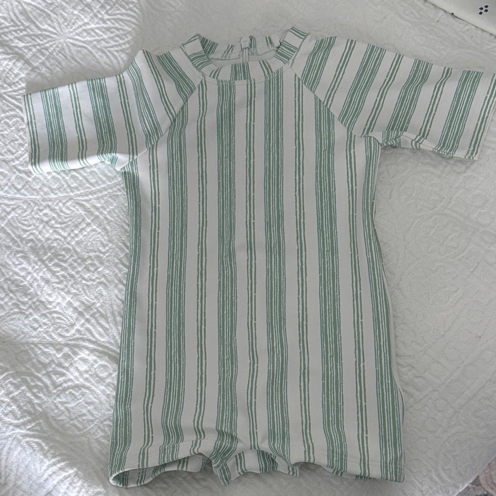 Minnow X Sister Parish Unisex Cumberland Stripe Short Sleeve Rashguard One Piece